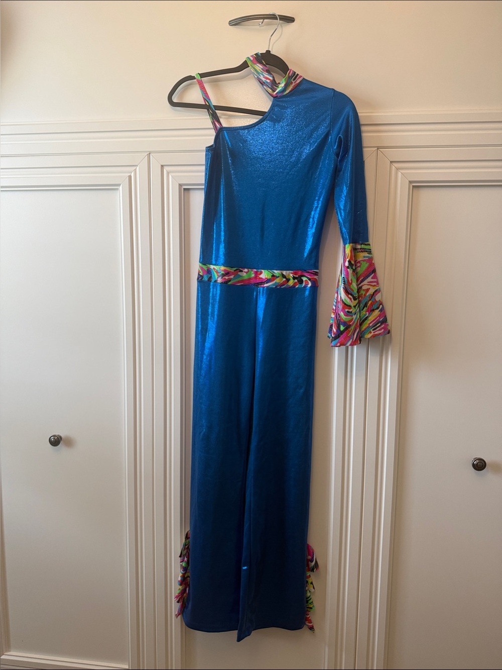 ONE OF A KIND Custom Metallic Blue 1970s Disco Jumpsuit Costume